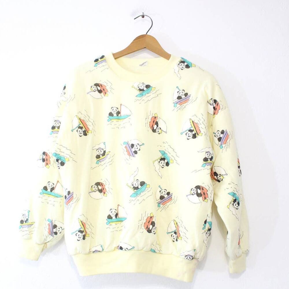 Vintage Panda Bear Puffy Sweatshirt Large